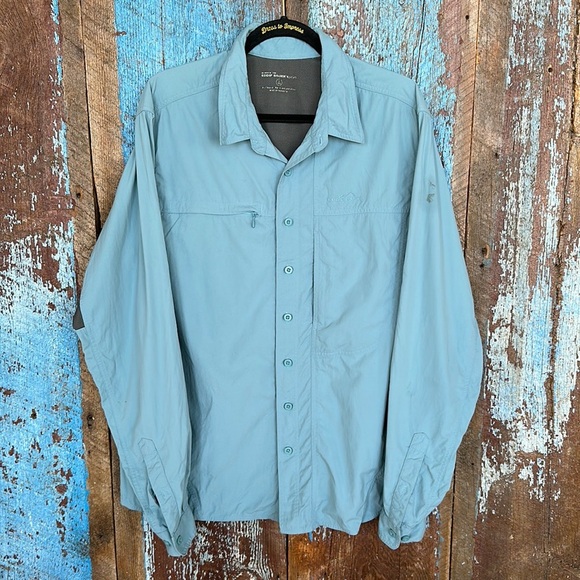 Eddie Bauer Sport Shop Men's Guide Fishing Shirt Blue Long Sleeve Vented Size L - Picture 1 of 8
